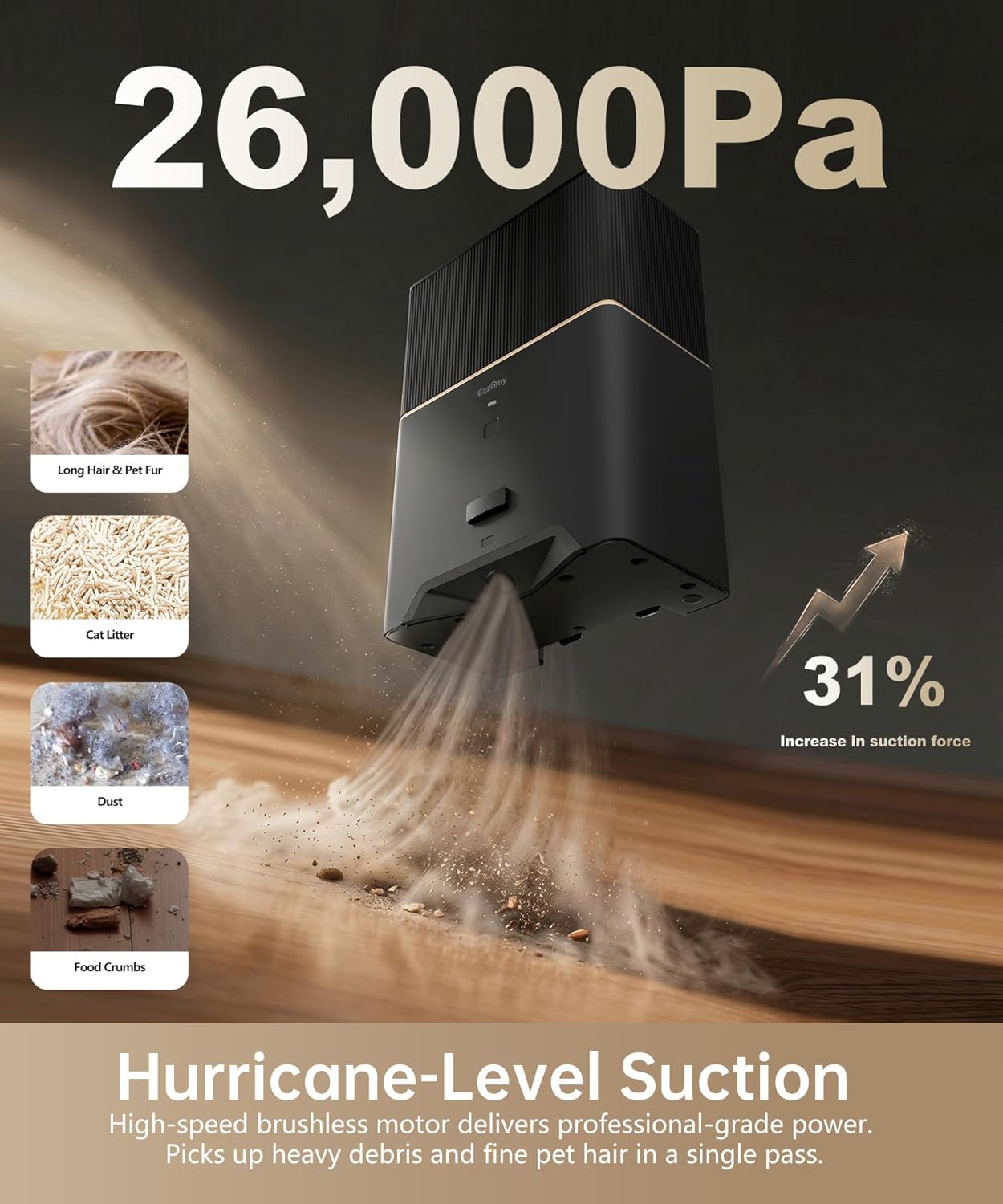 Touchless Vacuum Automatic Dustpan, Bagged Design with Replaceable Dust Bags