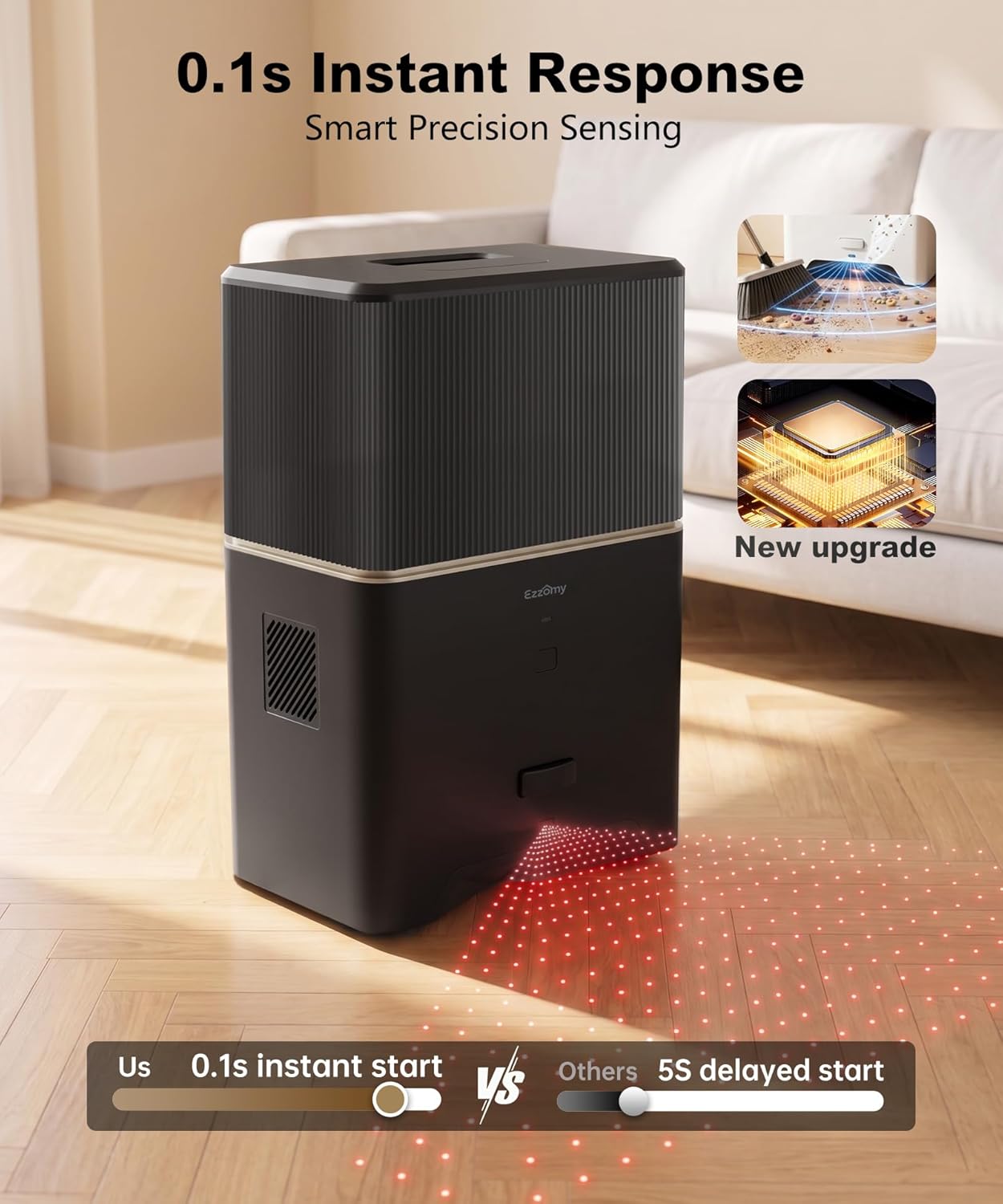 Touchless Vacuum Automatic Dustpan, Bagged Design with Replaceable Dust Bags