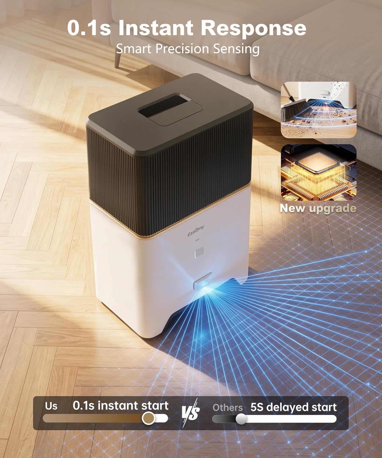 Touchless Vacuum Automatic Dustpan, Bagged Design with Replaceable Dust Bags